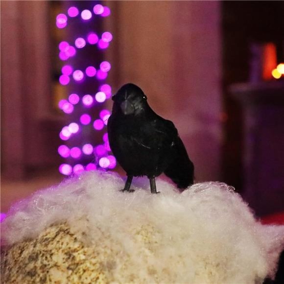 6 Pack Halloween Black Feathered Crows, Halloween Spooky Party Home Decorations - Picture 4 of 6
